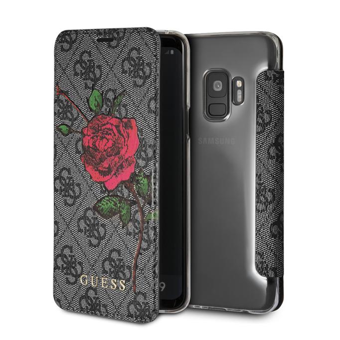 Дизайнерски кожен калъф, тип портфейл за Samsung Galaxy S9 - Guess Flower Desire Booktype Case (сив) | JAR Computers Дизайнерски кожен калъф, тип портфейл за Samsung Galaxy S9 - Guess Flower Desire Booktype Case (сив)