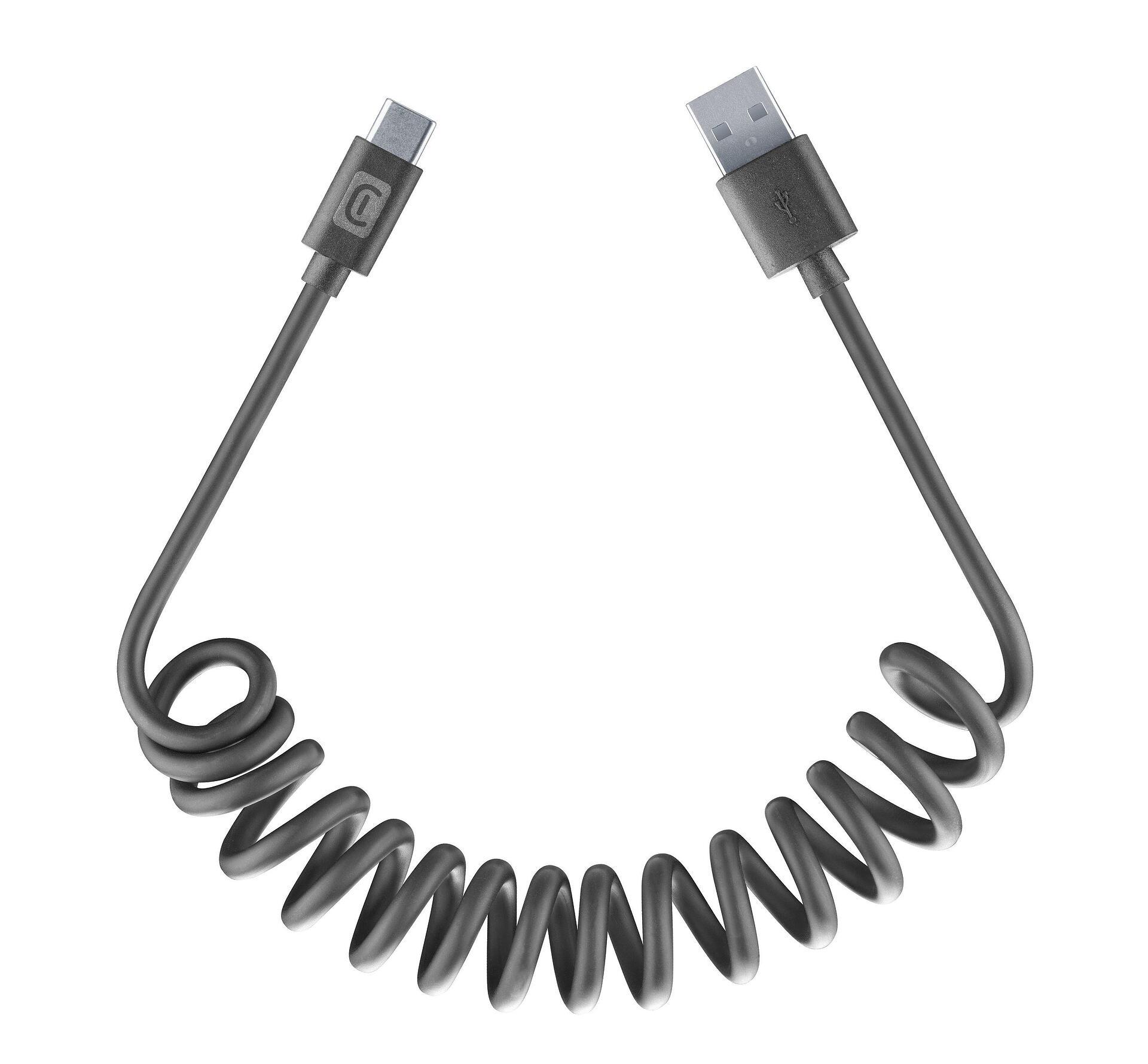 Кабел SPIRAL USB - USB-C до 120 см черен