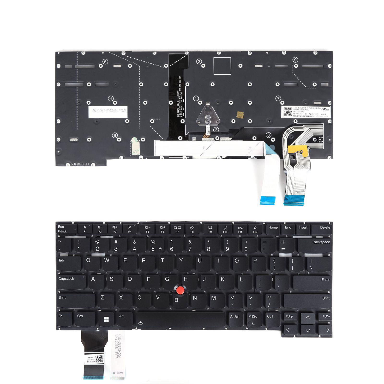 Клавиатура за лаптоп Lenovo ThinkPad T14s Gen 2,  2nd Gen Черна Без Рамка с Малък Ентър с Подсветка US | JAR Computers Клавиатура за лаптоп Lenovo ThinkPad T14s Gen 2,  2nd Gen Черна Без Рамка с Малък Ентър с Подсветка US