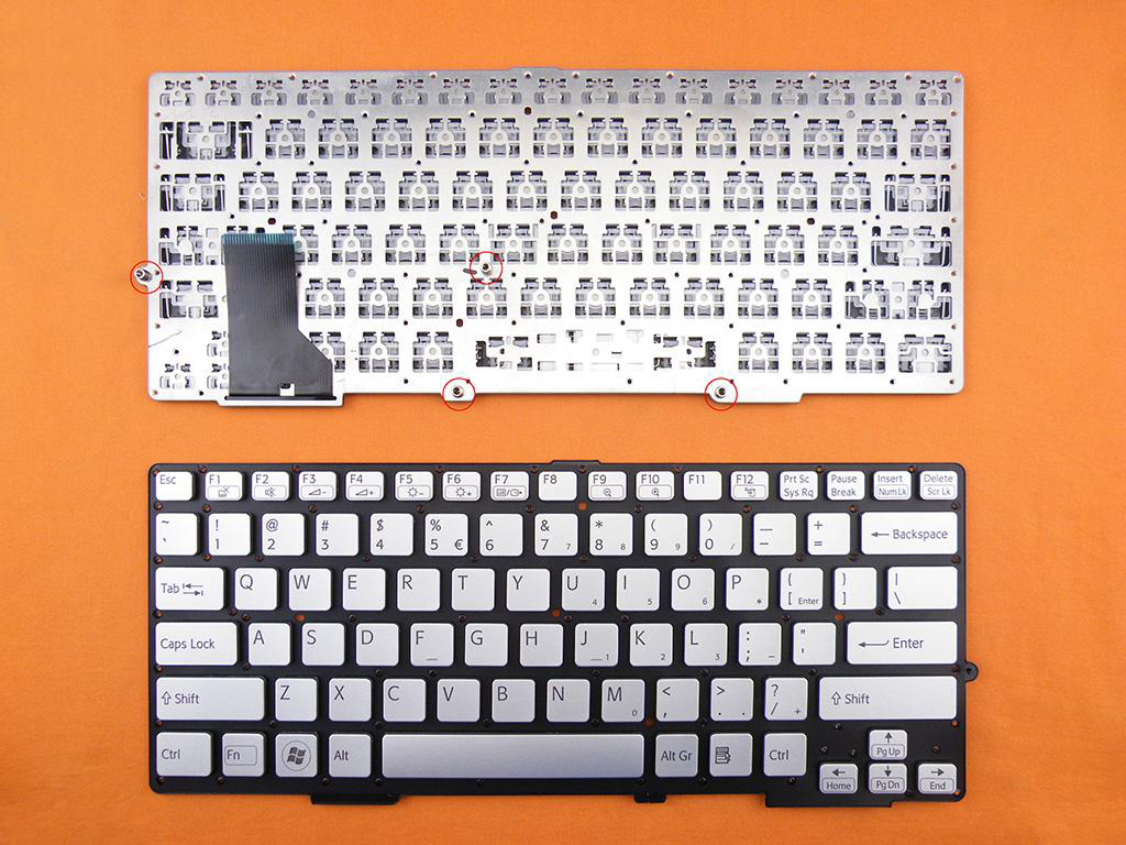 Клавиатура за лаптоп Sony Vaio SVE13 Сребриста Без Рамка (Малък Ентър) / Silver Without Frame US For Backlit | JAR Computers Клавиатура за лаптоп Sony Vaio SVE13 Сребриста Без Рамка (Малък Ентър) / Silver Without Frame US For Backlit