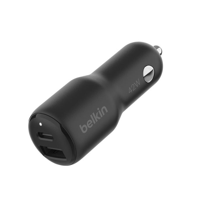 Belkin BoostCharge Dual Car Charger 42W- 30W USB-C PD PPS + 12w USB-A Car Charger - Black | JAR Computers Belkin BoostCharge Dual Car Charger 42W- 30W USB-C PD PPS + 12w USB-A Car Charger - Black