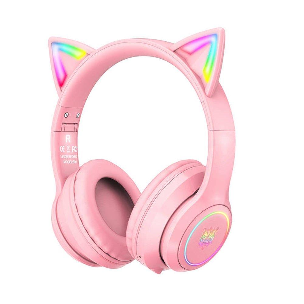 Безжични блутут слушалки за мобилни устройства - Onikuma B90 Gaming Wireless Over-Ear Headphones (розов) | JAR Computers Безжични блутут слушалки за мобилни устройства - Onikuma B90 Gaming Wireless Over-Ear Headphones (розов)