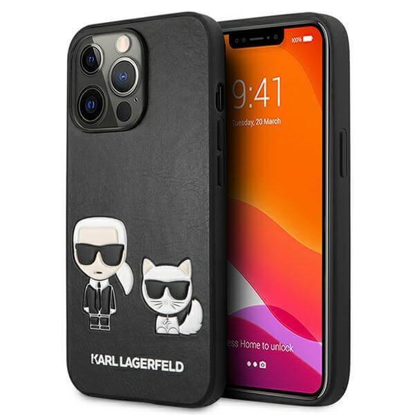 Дизайнерски кожен кейс за iPhone 13 Pro Max (черен) - Karl Lagerfeld Karl & Choupette Ikonik Leather Case | JAR Computers Дизайнерски кожен кейс за iPhone 13 Pro Max (черен) - Karl Lagerfeld Karl & Choupette Ikonik Leather Case