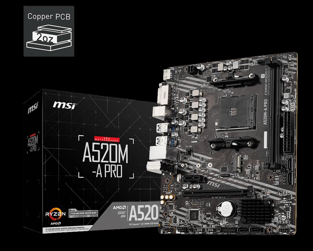 Дънна платка MSI A520M-A PRO - 64377 | JAR Computers Дънна платка MSI A520M-A PRO - 64377