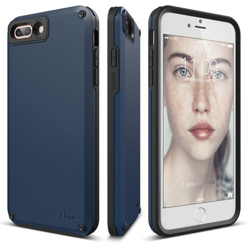 Хибриден кейс (поликарбонат + TPU) и HD покритие за iPhone 8 Plus, iPhone 7 Plus - Elago Armor Case (син) | JAR Computers Хибриден кейс (поликарбонат + TPU) и HD покритие за iPhone 8 Plus, iPhone 7 Plus - Elago Armor Case (син)