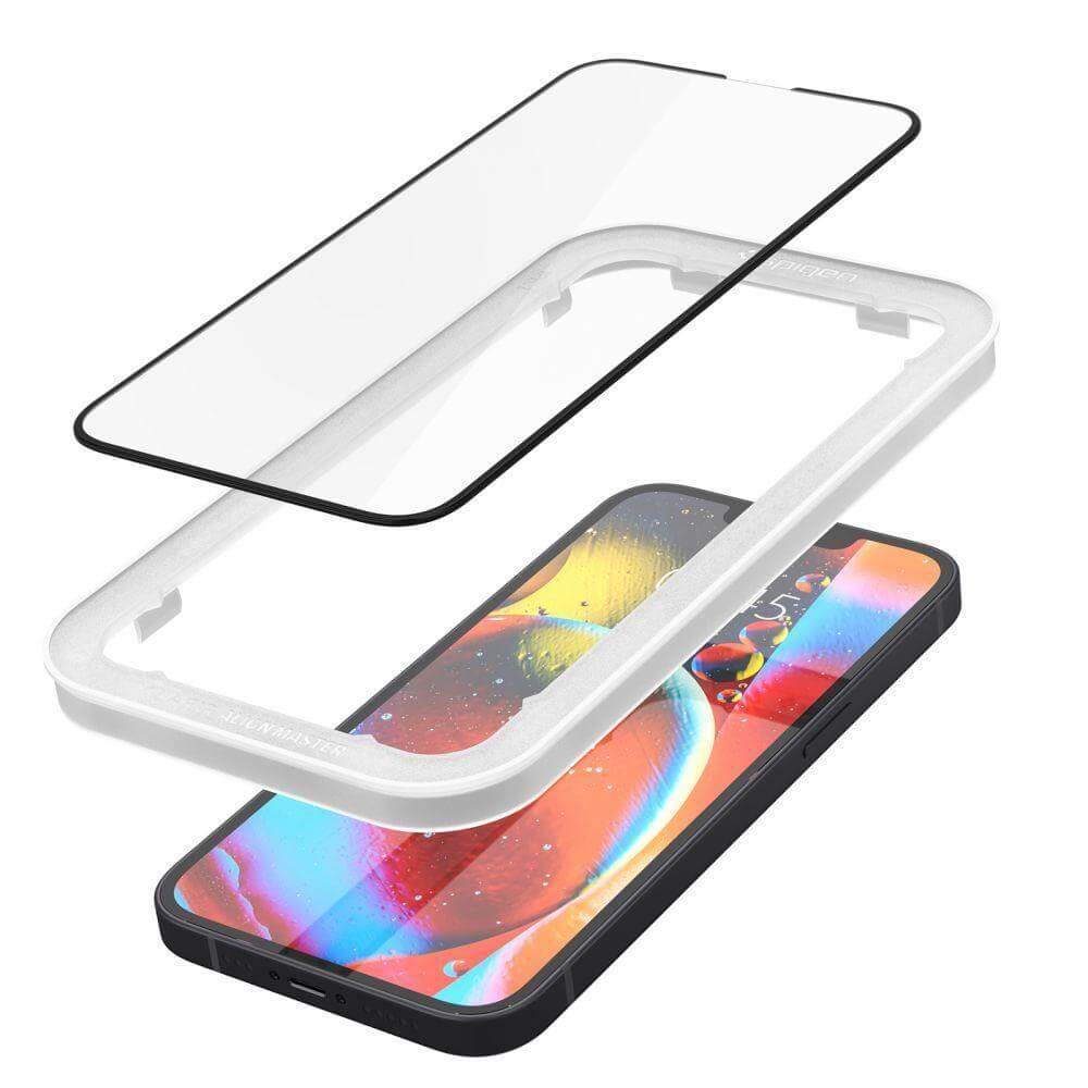 Калено стъклено защитно покритие за целия дисплей на iPhone 13 mini - Spigen Glass.Tr Align Master Full Cover Tempered Glass (черен-прозрачен) | JAR Computers Калено стъклено защитно покритие за целия дисплей на iPhone 13 mini - Spigen Glass.Tr Align Master Full Cover Tempered Glass (черен-прозрачен)