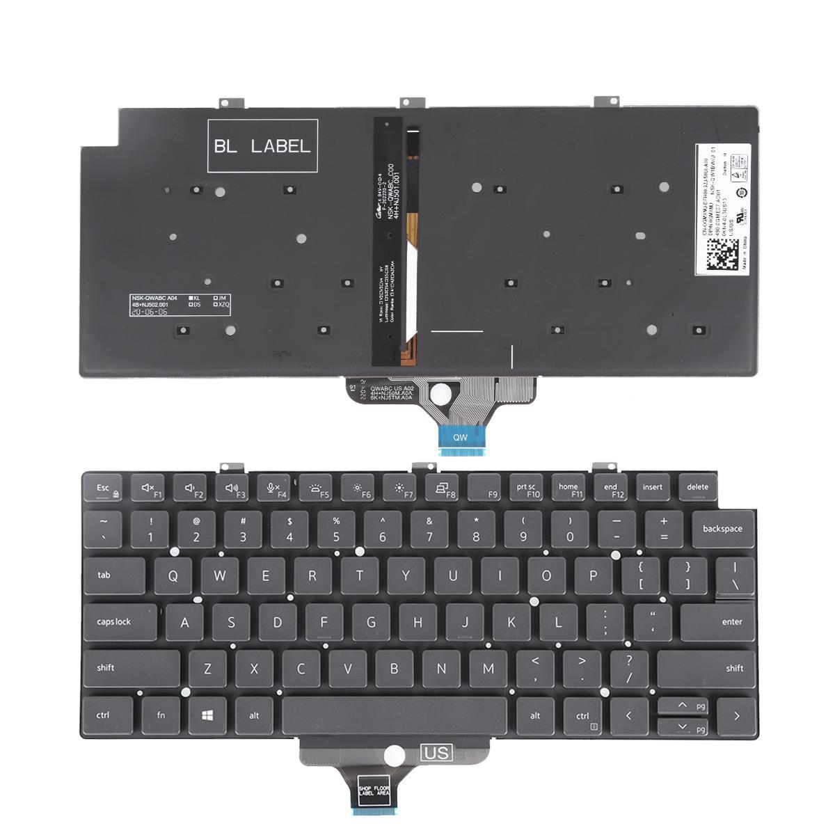 Клавиатура за лаптоп Dell Latitude 13-7300 7320 E7320 5320 Черна Без Рамка С Подсветка / Black Without Frame With Backlit US/UK