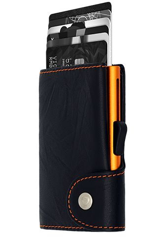 Картодържател C-SECURE с портфейл, Black Nero embossed/Orange cardholder | JAR Computers Картодържател C-SECURE с портфейл, Black Nero embossed/Orange cardholder