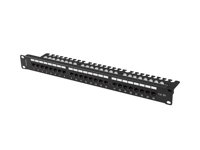 Lanberg patch panel 24 port 1U 19" CAT.6a utp with cable organizer black