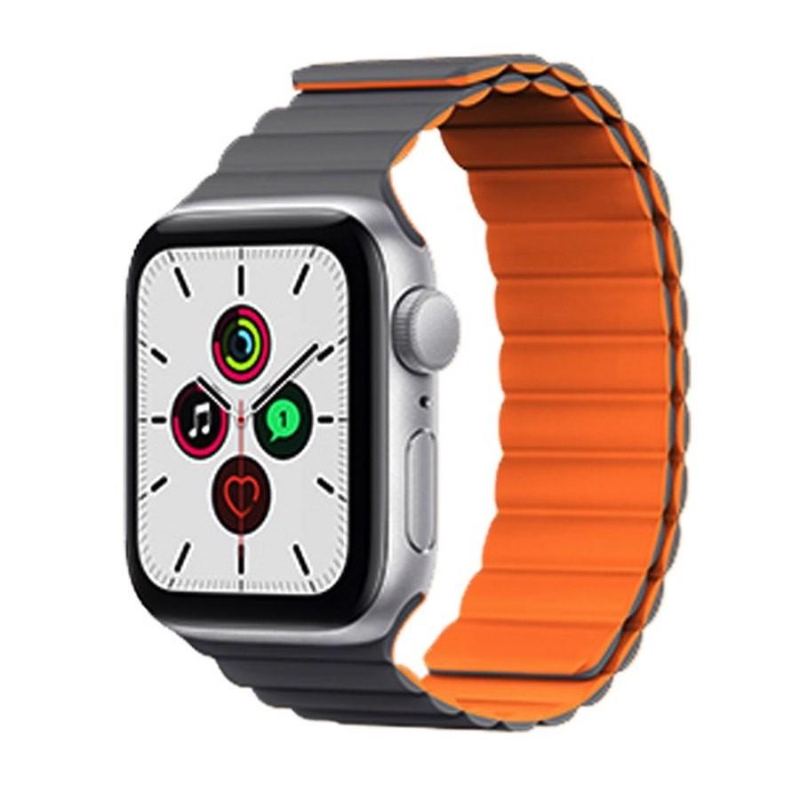 Магнитна силиконова каишка за Apple Watch 42мм, 44мм, 45мм, Ultra, Ultra 2 49мм - Kingxbar Silicone Magnetic Band (сив-оранжев) | JAR Computers Магнитна силиконова каишка за Apple Watch 42мм, 44мм, 45мм, Ultra, Ultra 2 49мм - Kingxbar Silicone Magnetic Band (сив-оранжев)