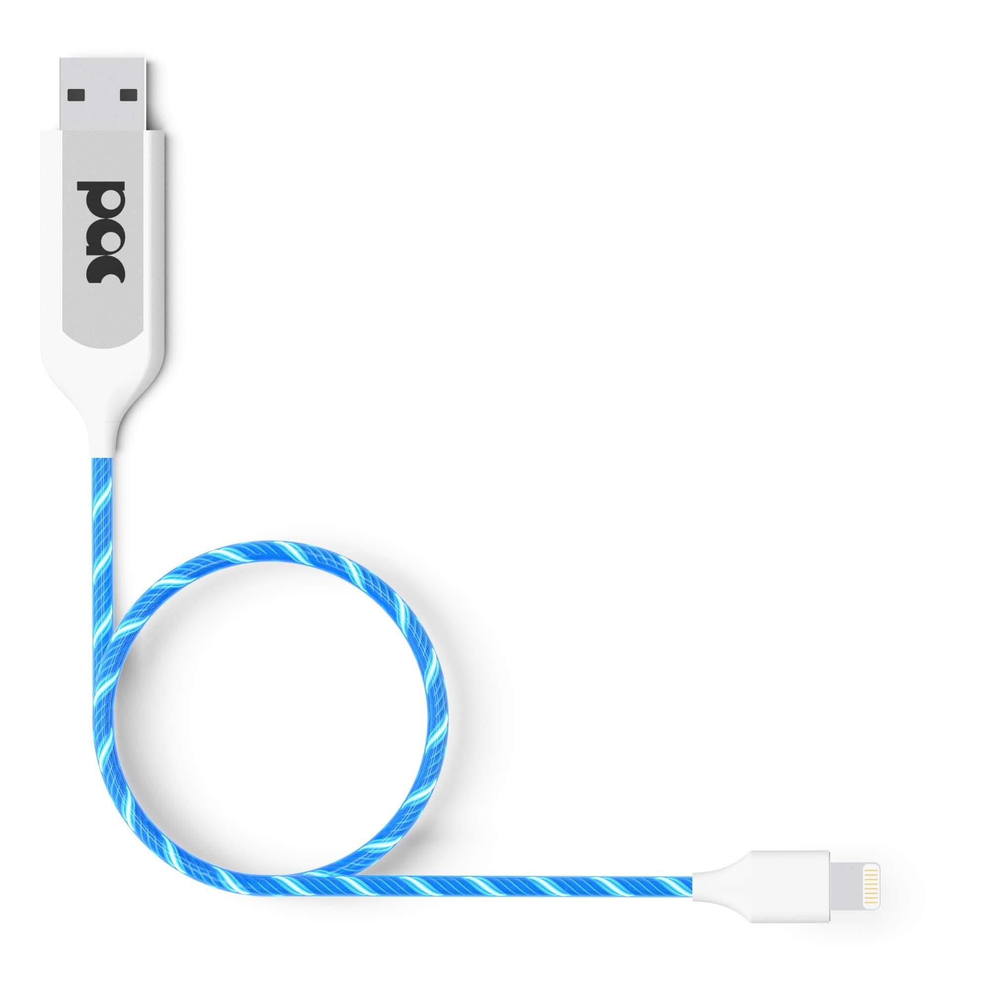 Светещ кабел за iPhone, iPad и устройства с Lightning порт - PAC Intelligent Power Cable (син) | JAR Computers Светещ кабел за iPhone, iPad и устройства с Lightning порт - PAC Intelligent Power Cable (син)