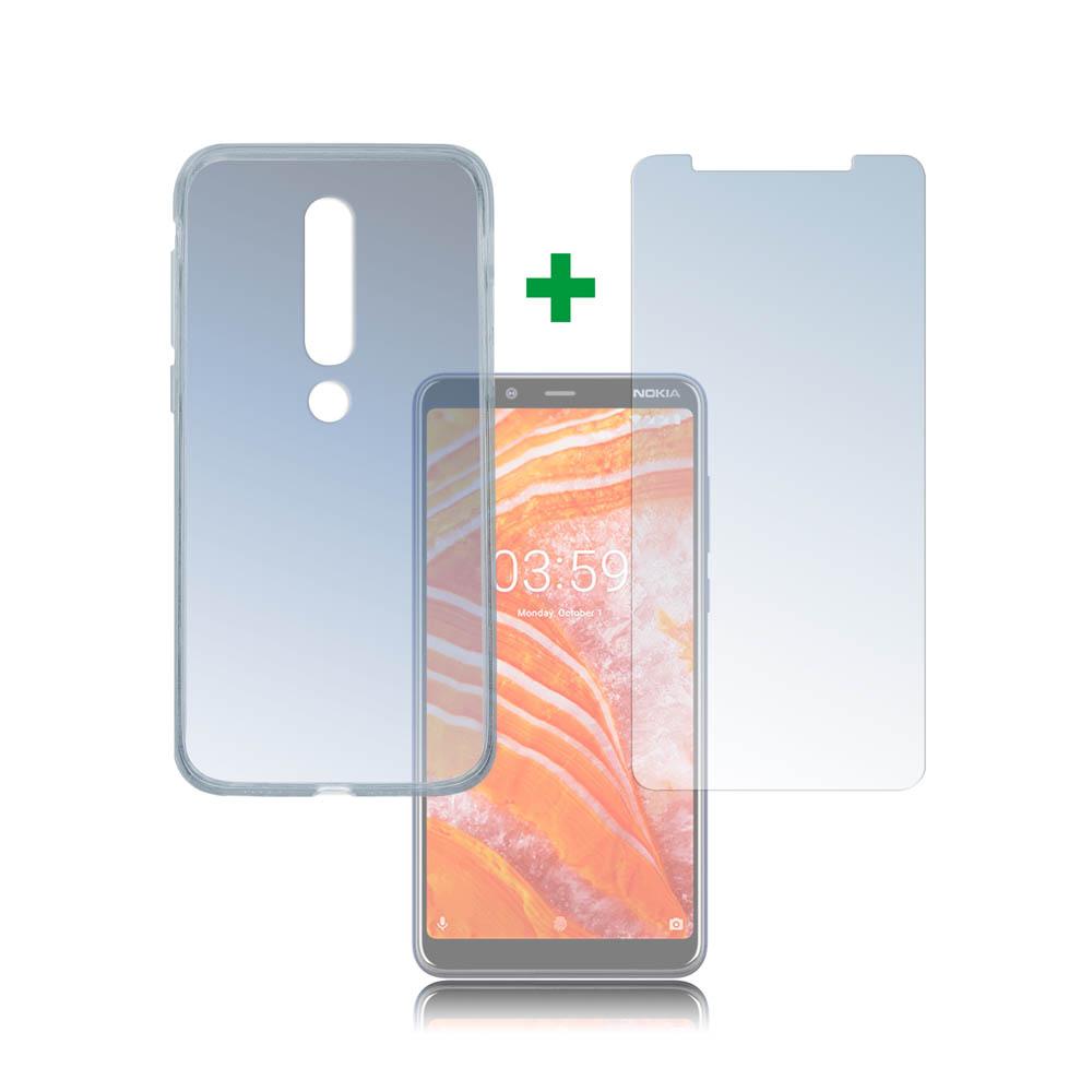 Тънък силиконов кейс и стъклено защитно покритие за дисплея на Nokia 3.1 Plus - 4smarts 360° Protection Set Limited Cover (прозрачен) | JAR Computers Тънък силиконов кейс и стъклено защитно покритие за дисплея на Nokia 3.1 Plus - 4smarts 360° Protection Set Limited Cover (прозрачен)