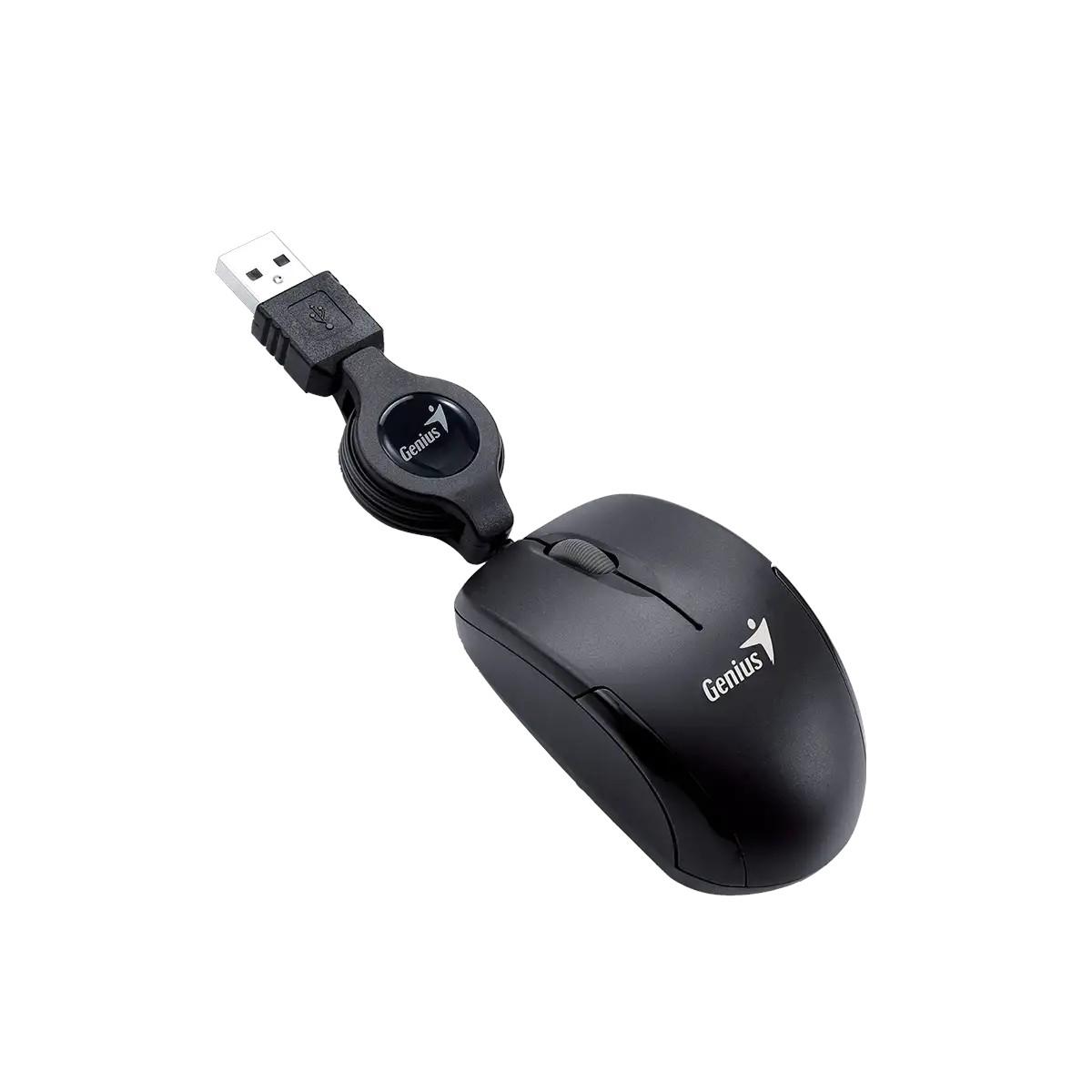 Genius Мишка Micro Traveler, с кабел, USB Type-A, черна