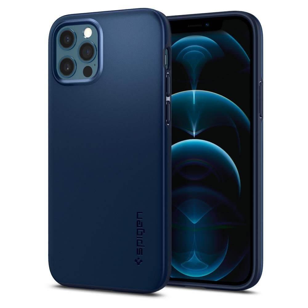 Качествен тънък матиран кейс за iPhone 12, iPhone 12 Pro - Spigen Thin Fit Case (син) | JAR Computers Качествен тънък матиран кейс за iPhone 12, iPhone 12 Pro - Spigen Thin Fit Case (син)