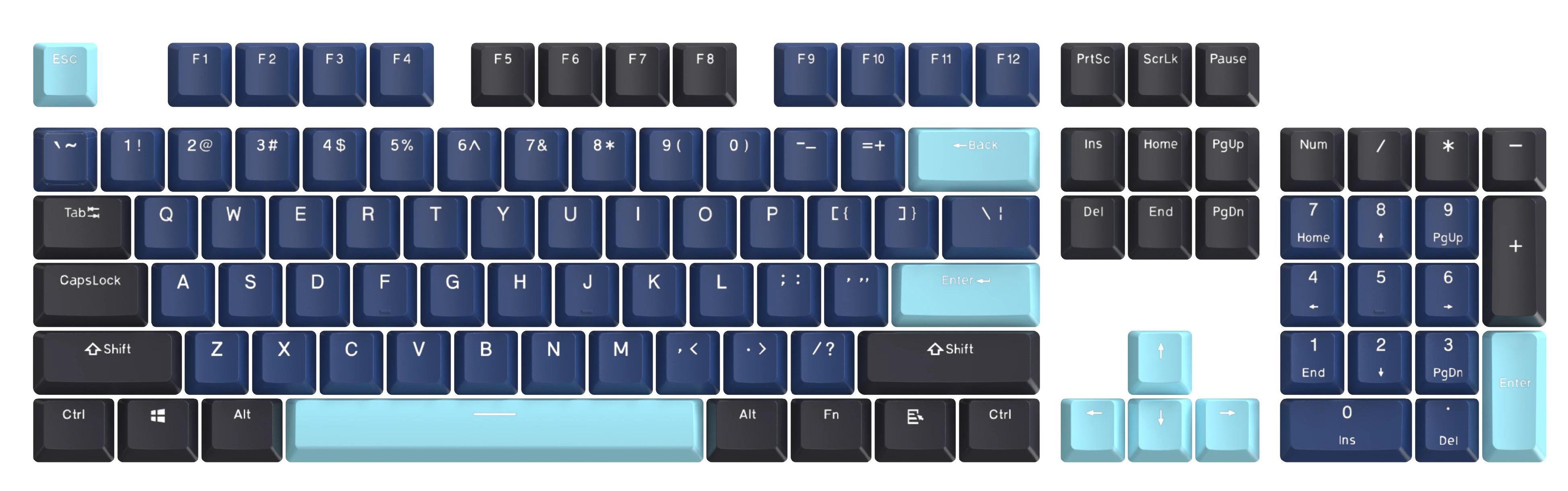 Капачки за механична клавиатура Marvo – KP-01, PBT, 104 + 20 броя, сини/черни | JAR Computers Капачки за механична клавиатура Marvo – KP-01, PBT, 104 + 20 броя, сини/черни