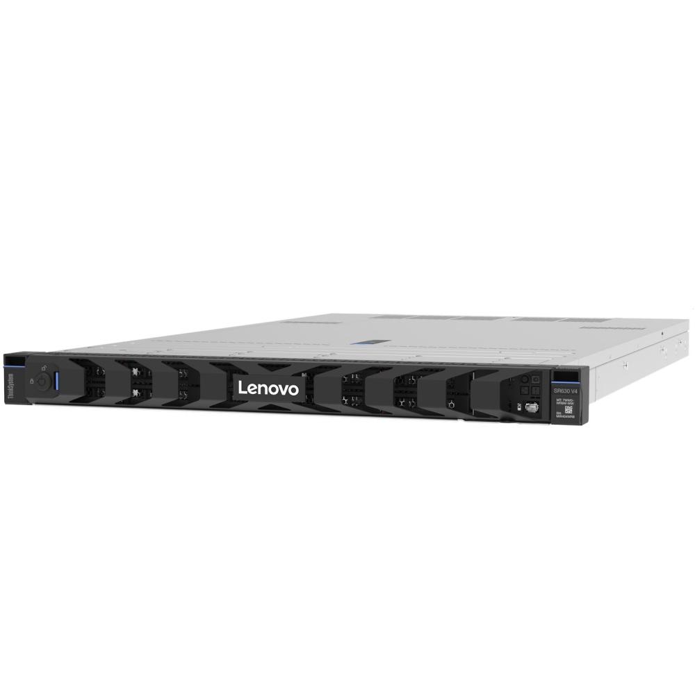 Lenovo ThinkSystem SR630 V4, Intel Xeon 6515P (2.30 GHz, 16-core, 72 MB Cache, 150W), 1x32GB 2Rx8, 2x960GB SATA, ThinkSystem M.2/E1.S SATA/NVMe 2-Bay PCIe Hot-Swap RAID Enablement Kit, 940-8i 4GB, 2x800W, XCC3 Premier