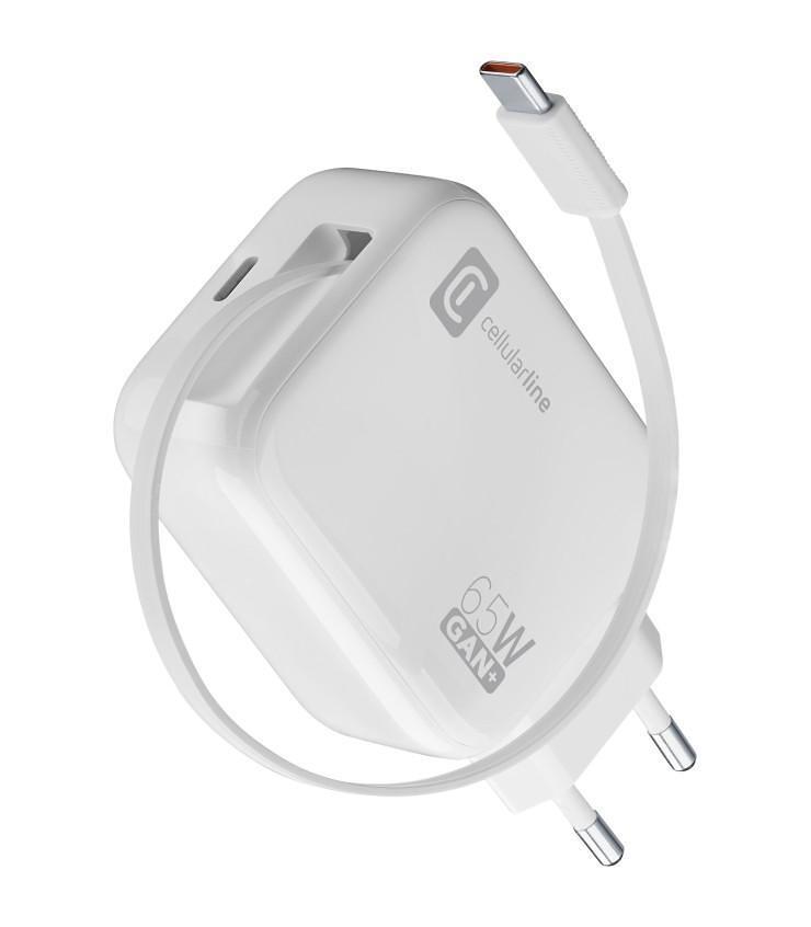 Ролетно зарядно Gan, 220V, 65W, USB-C кабел + USB-C порт | JAR Computers Ролетно зарядно Gan, 220V, 65W, USB-C кабел + USB-C порт