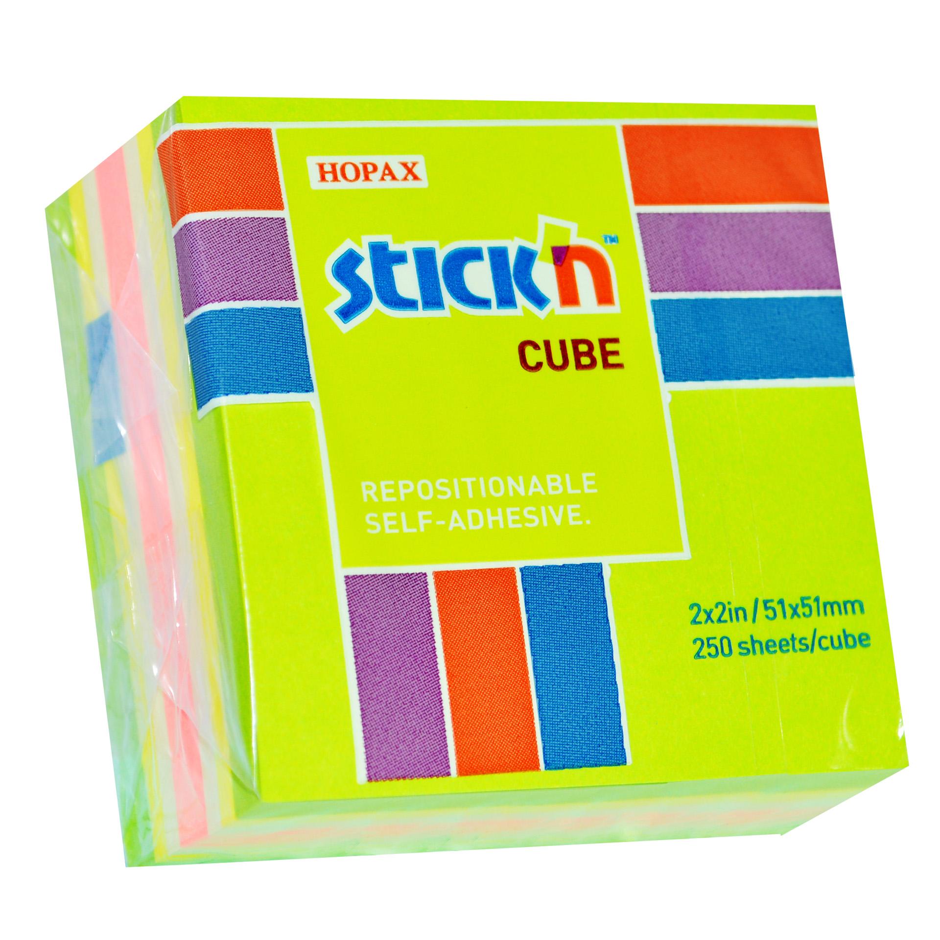 Stick'n Самозалепващи листчета, 51 x 51 mm, неонови, 4 цвята, 250 листа
