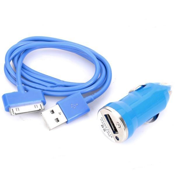 USB зарядно и кабел за кола за iPhone 4S и iPod (син) | JAR Computers USB зарядно и кабел за кола за iPhone 4S и iPod (син)
