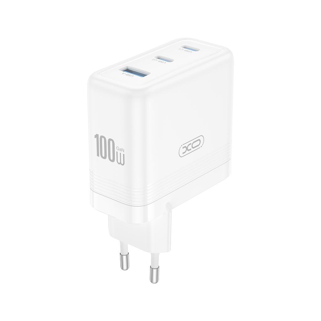 XO 220V 100W, USB-A + 2xUSB-C, GaN, EU сертифицирано /бял/ - CE35 | JAR Computers XO 220V 100W, USB-A + 2xUSB-C, GaN, EU сертифицирано /бял/ - CE35