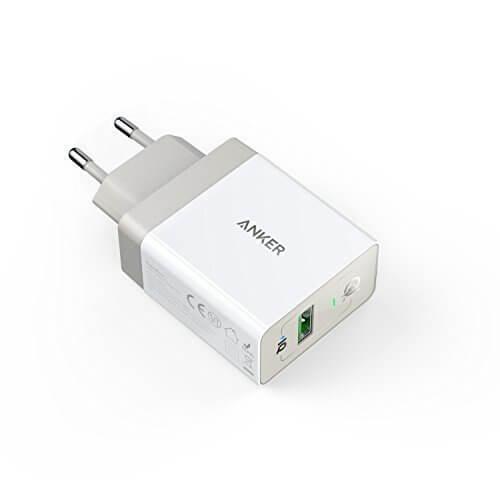 Захранване за ел. мрежа с USB изход и технология за бързо зареждане - Anker PowerPort+ 1 18W Quick Charge 3.0 USB Charger с PowerIQ (бял) | JAR Computers Захранване за ел. мрежа с USB изход и технология за бързо зареждане - Anker PowerPort+ 1 18W Quick Charge 3.0 USB Charger с PowerIQ (бял)