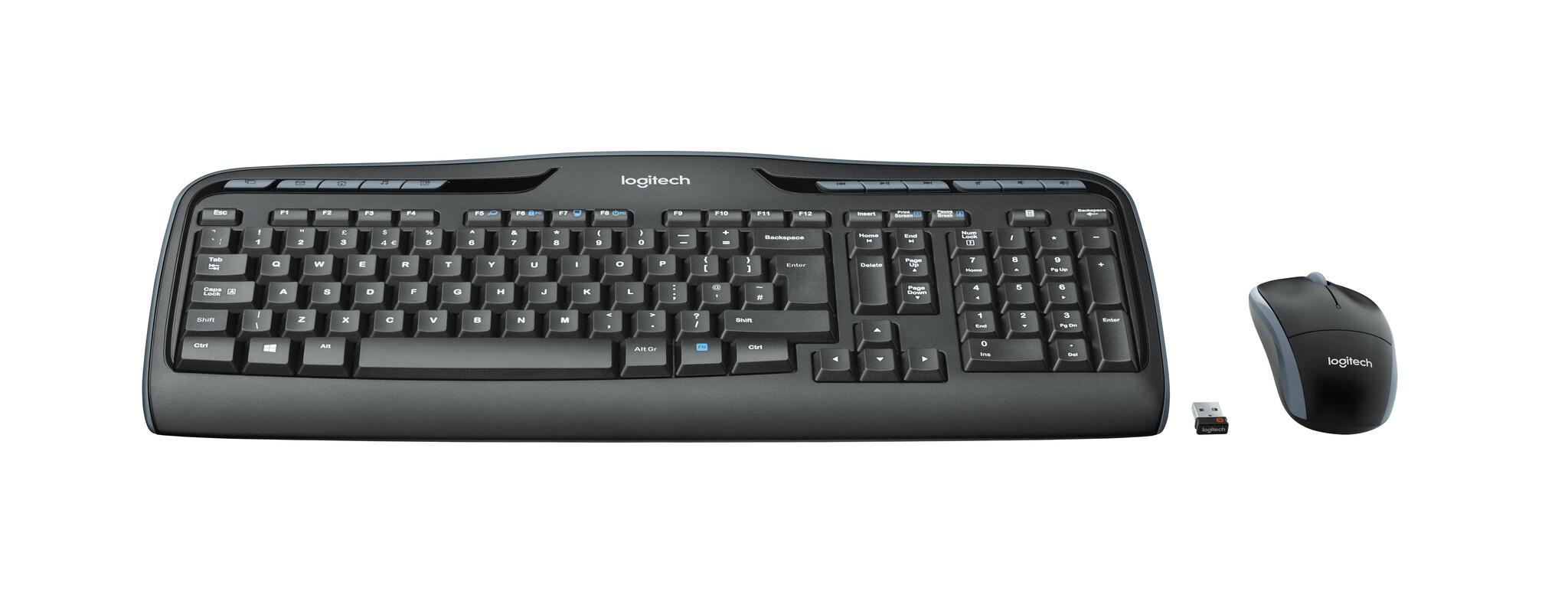 Logitech MK330 клавиатура Включена мишка Офис USB QWERTZ Немски Черен
