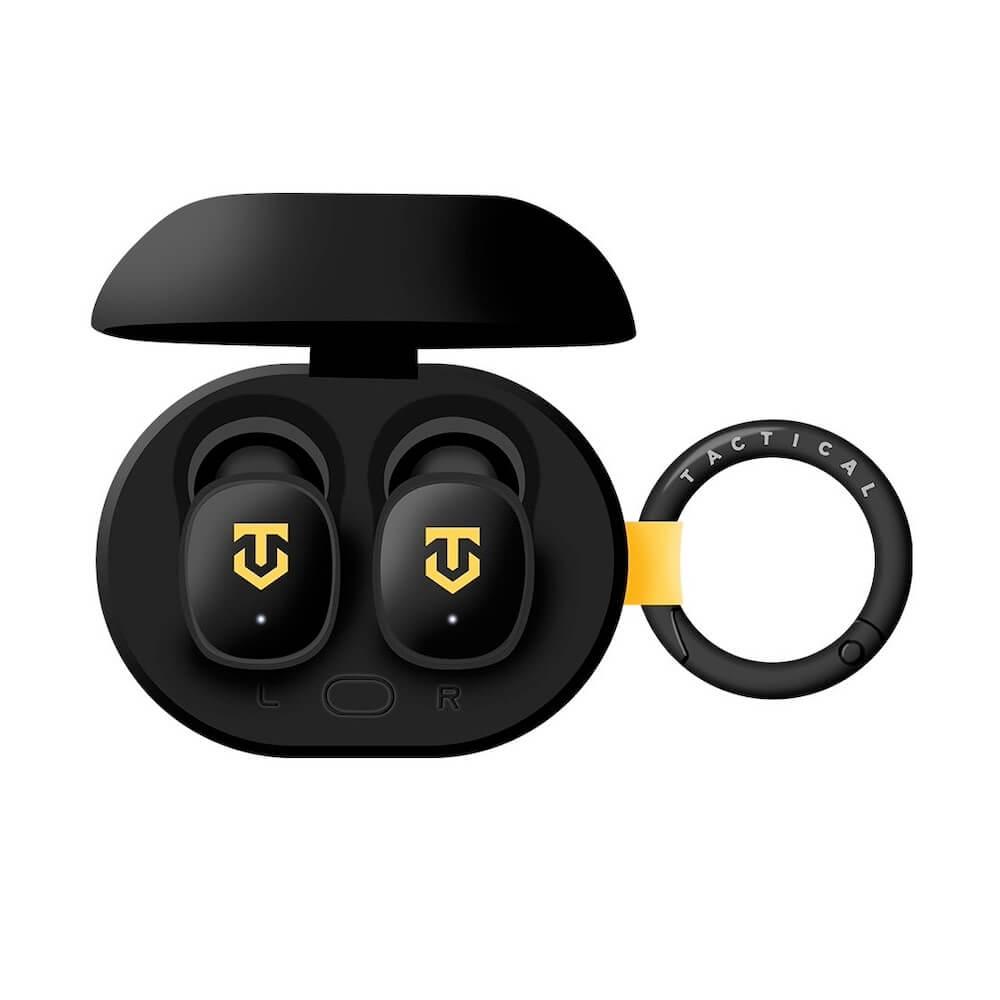 Tactical StrikePods Bug TWS Bluetooth Earphones - безжични блутут слушалки с удароустойчив зареждащ метален кейс (черен)