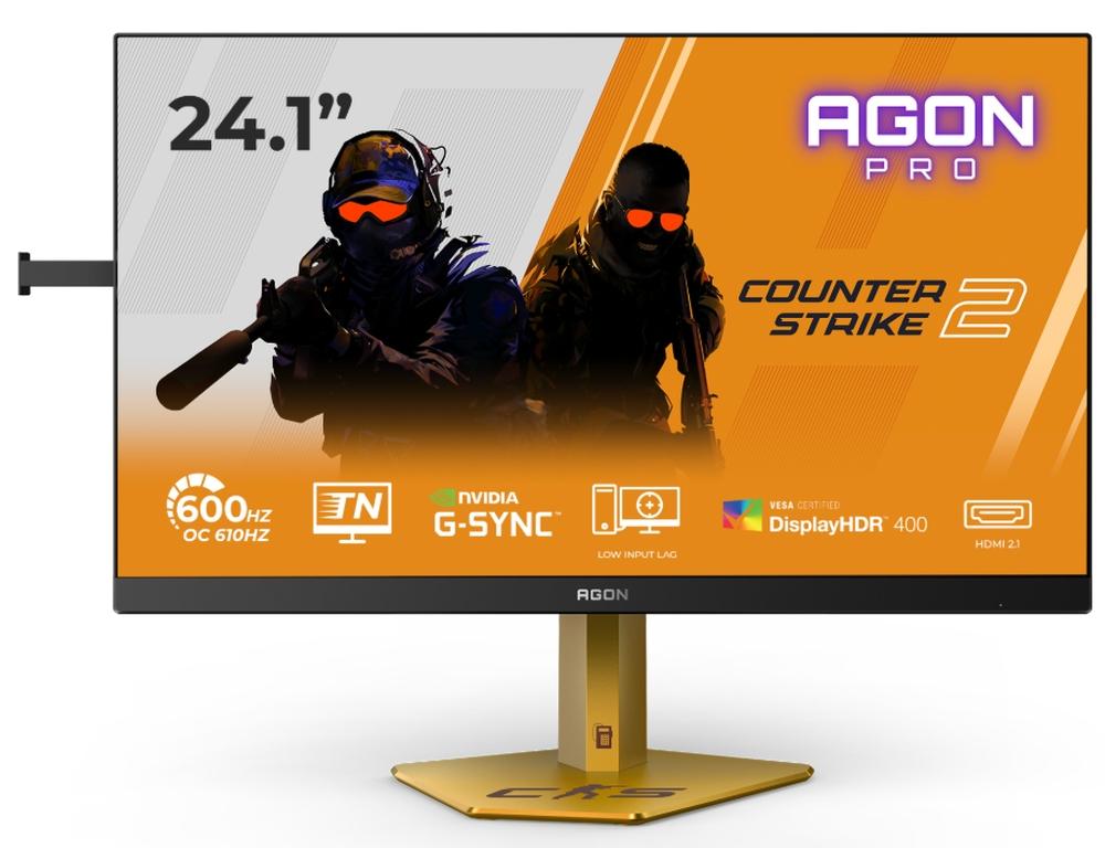 AOC CS24A, 24.1" TN eSports WLED, 1920x1080@610Hz (OC, Native 600Hz), 0.5ms GtG, 0.3ms MPRT, 500cd m/2, 1000:1, DCR 80M:1, Adaptive Sync, FlickerFree, Low Blue Light, Tilt, Height Adjust, Pivot, Swivel, 2xHDMI, DP, USB hub
