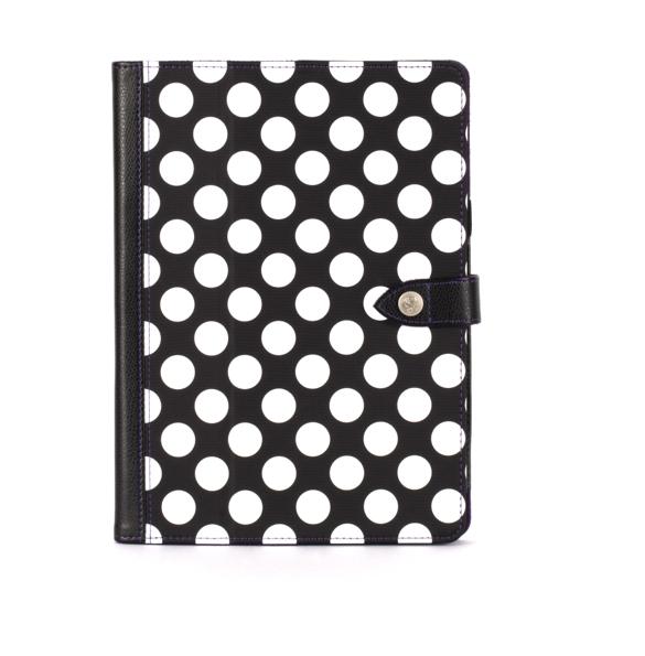 Кожен калъф с поставка за iPad Air, iPad 5 (2017) - Griffin Back Bay Polka Folio (черен-бял със зелен велур) | JAR Computers Кожен калъф с поставка за iPad Air, iPad 5 (2017) - Griffin Back Bay Polka Folio (черен-бял със зелен велур)