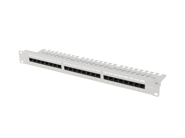 Lanberg patch panel 24 port 1U 19" CAT.5e utp with cable organizer grey