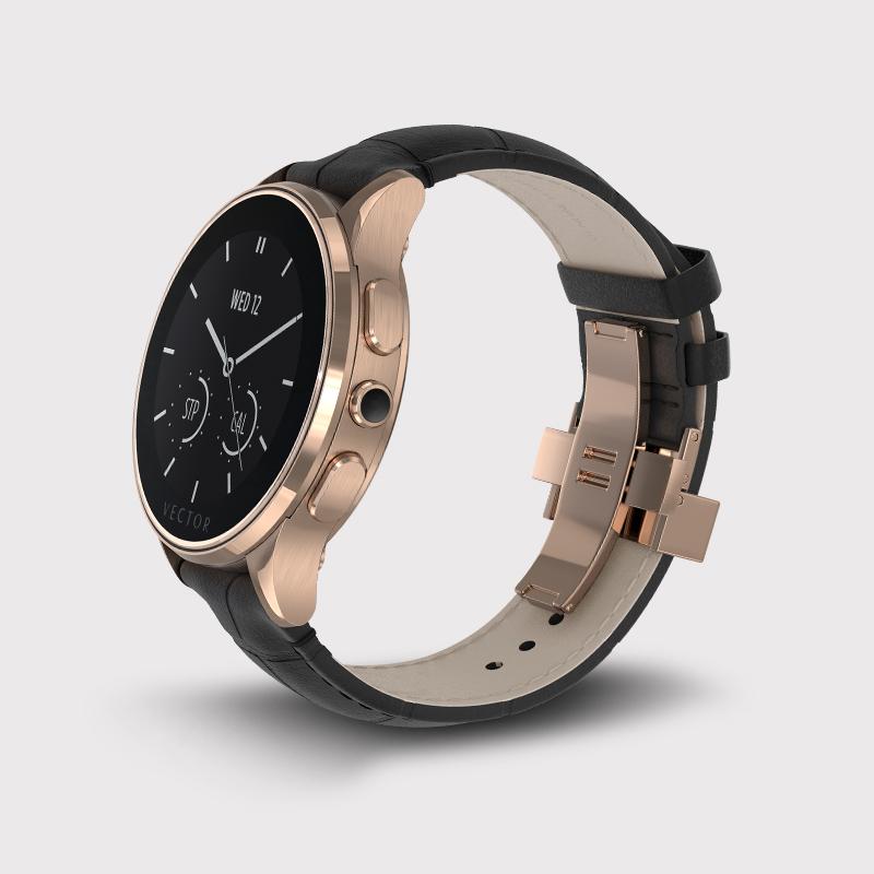 Луксозен Bluetooth тъч часовник за iOS и Android смартфони - Vector Luna Smartwatch Rose Gold with Black Croco Strap (черна кожена каишка) | JAR Computers Луксозен Bluetooth тъч часовник за iOS и Android смартфони - Vector Luna Smartwatch Rose Gold with Black Croco Strap (черна кожена каишка)