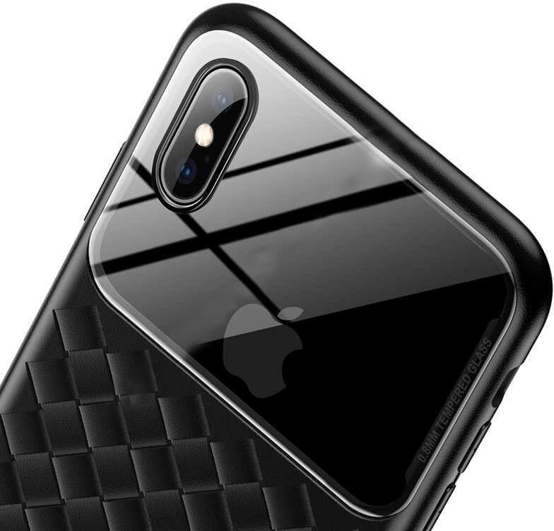 Силиконов (TPU) калъф за iPhone XS, iPhone X - Baseus Glass And Weaving Case (черен) | JAR Computers Силиконов (TPU) калъф за iPhone XS, iPhone X - Baseus Glass And Weaving Case (черен)