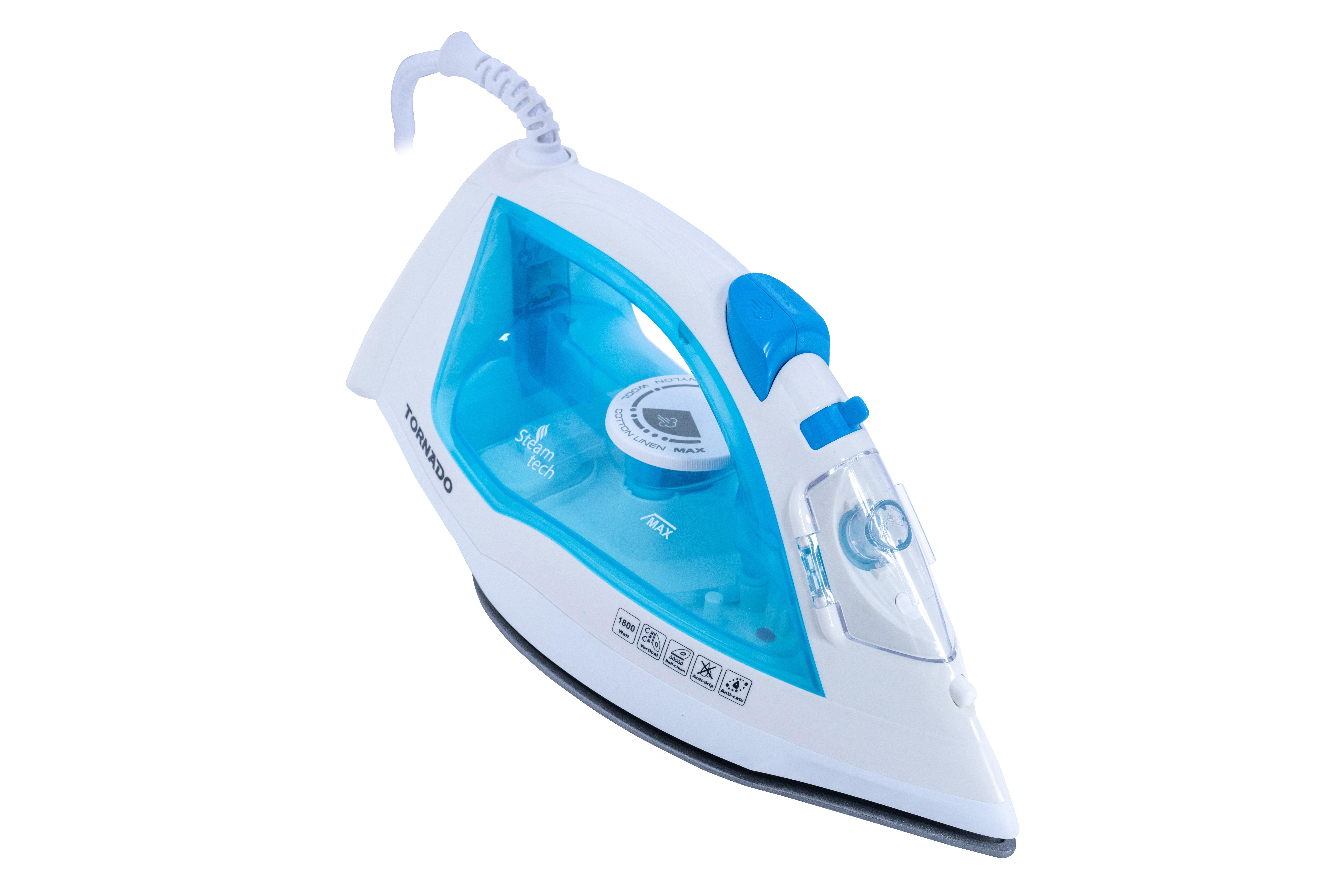 Tornado Steam iron TST-1800B Blue/White - PN TST-1800B | JAR Computers Tornado Steam iron TST-1800B Blue/White - PN TST-1800B