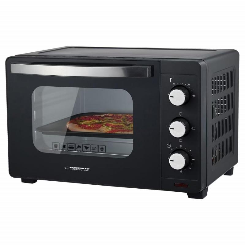 Електрическа фурна Esperanza EKO008N, 1280W, 20 л, 100-230C, Таймер 60 мин, Черен