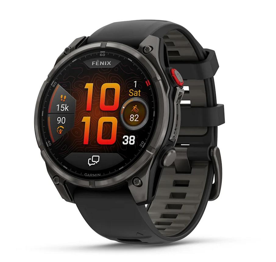 fēnix® 8 Pro – 47 мм, AMOLED - fēnix® 8 Pro – 47 mm, AMOLED, Sapphire - Carbon grey DLC titanium с Black/pebble grey силиконова каишка