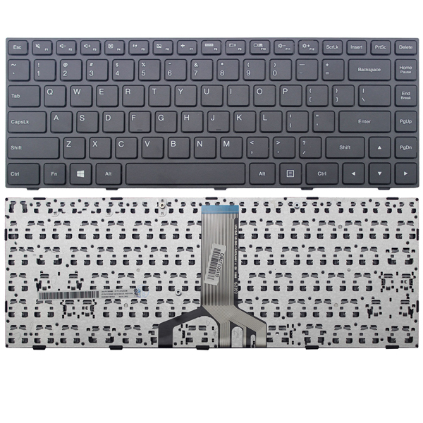 Клавиатура за лаптоп Lenovo IdeaPad 100-14ibd Черна с черна рамка US (малък ентър)