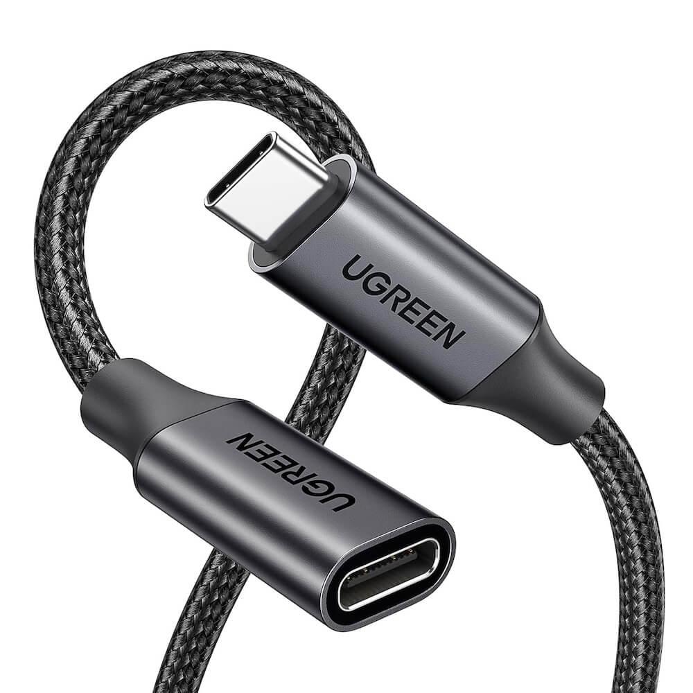 Ugreen Extension Cable USB-C Male to Female 100W - удължителен USB-C кабел (50 см) (черен)