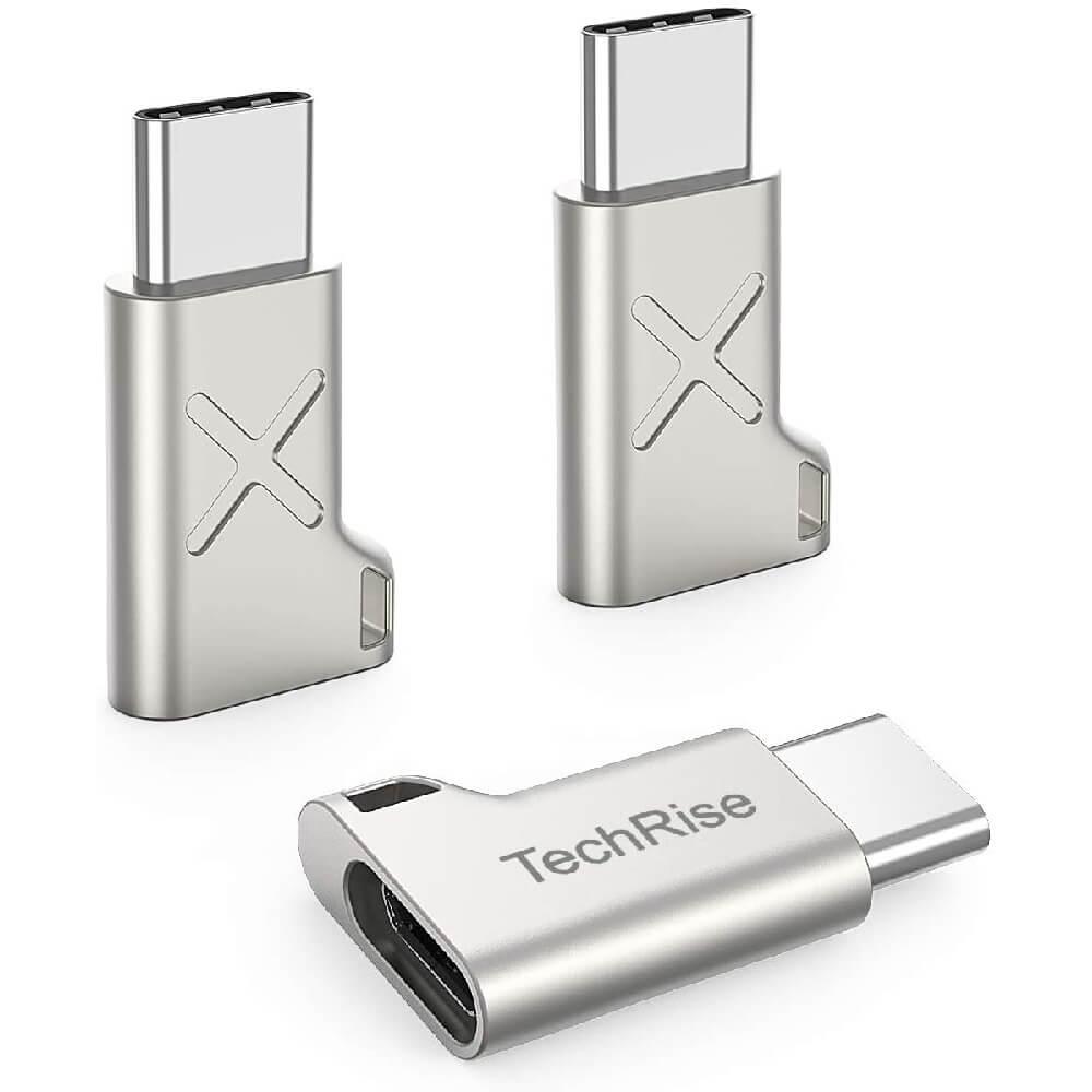 3 броя адаптер от microUSB женско към USB-C мъжко за мобилни устройства с USB-C порт - TechRise CTM05320DA02 USB-C to MicroUSB Adapter (златист) | JAR Computers 3 броя адаптер от microUSB женско към USB-C мъжко за мобилни устройства с USB-C порт - TechRise CTM05320DA02 USB-C to MicroUSB Adapter (златист)