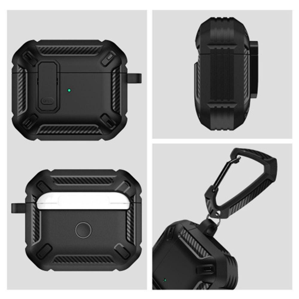 Хибриден удароустойчив кейс с карабинер за Apple Airpods Pro, Airpods Pro 2 - Tech-Protect X-Carbo Hybrid Case (сив-камуфлаж) | JAR Computers Хибриден удароустойчив кейс с карабинер за Apple Airpods Pro, Airpods Pro 2 - Tech-Protect X-Carbo Hybrid Case (сив-камуфлаж)