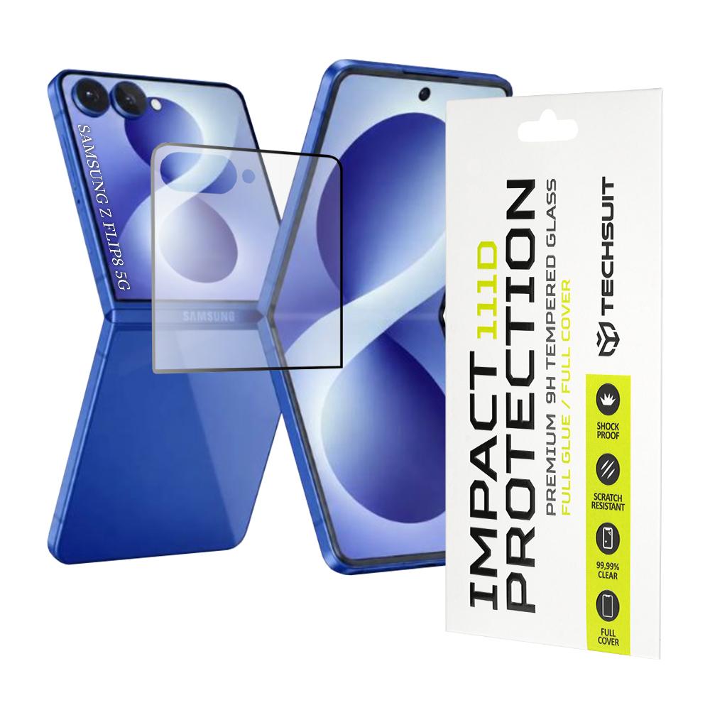 Калено стъклено защитно покритие за външния дисплей на Samsung Galaxy Z Flip8 - Techsuit Full Glue Tempered Glass 111D (черен-прозрачен) | JAR Computers Калено стъклено защитно покритие за външния дисплей на Samsung Galaxy Z Flip8 - Techsuit Full Glue Tempered Glass 111D (черен-прозрачен)