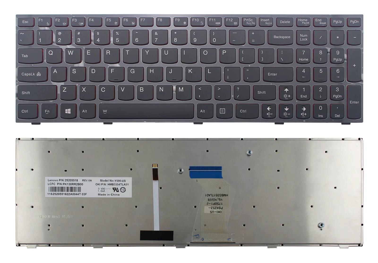 Клавиатура за лаптоп Lenovo Y500 Y510 Y510P Y510PA-ISE,Y510PT-ISE Black Frame Black With Red Backlit | JAR Computers Клавиатура за лаптоп Lenovo Y500 Y510 Y510P Y510PA-ISE,Y510PT-ISE Black Frame Black With Red Backlit