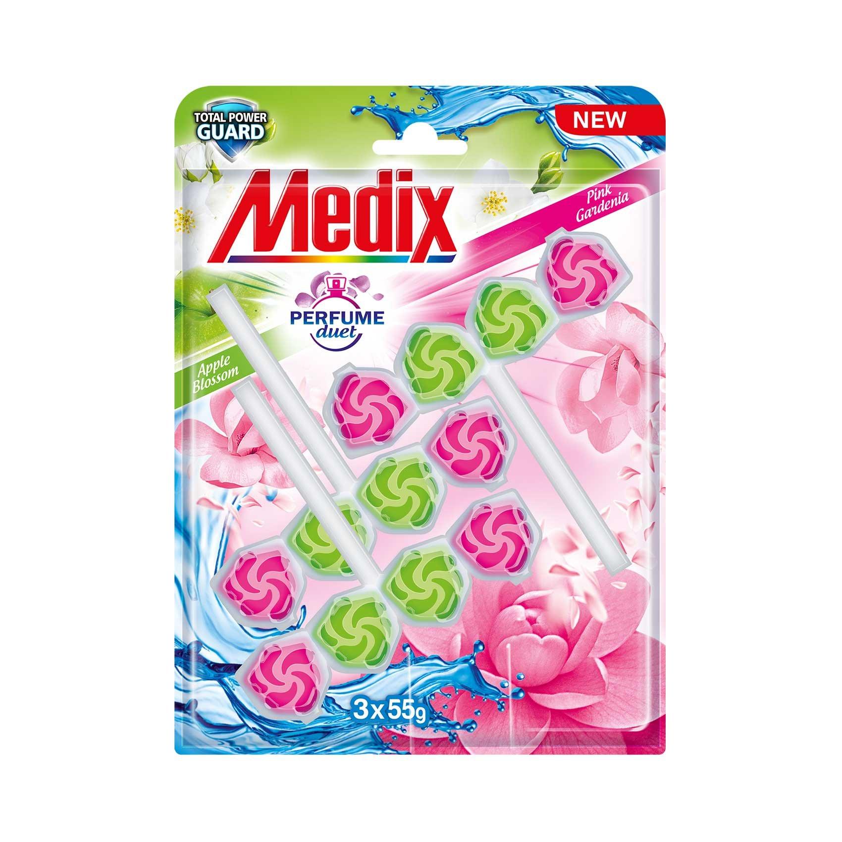 Medix Ароматизатор за тоалетна Perfume Duet Apple & Pink, 55 g, 3 броя | JAR Computers Medix Ароматизатор за тоалетна Perfume Duet Apple & Pink, 55 g, 3 броя