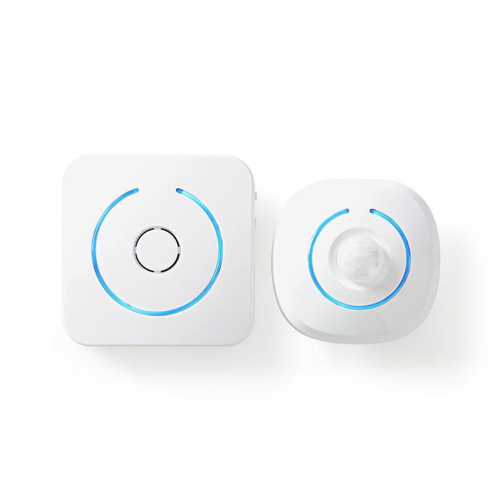 Nedis Battery Motion Sensor with Range 80m 85dB & 8 Alert Sounds in White Color (ALRMMW20WT) (NEDALRMMWW20WT)