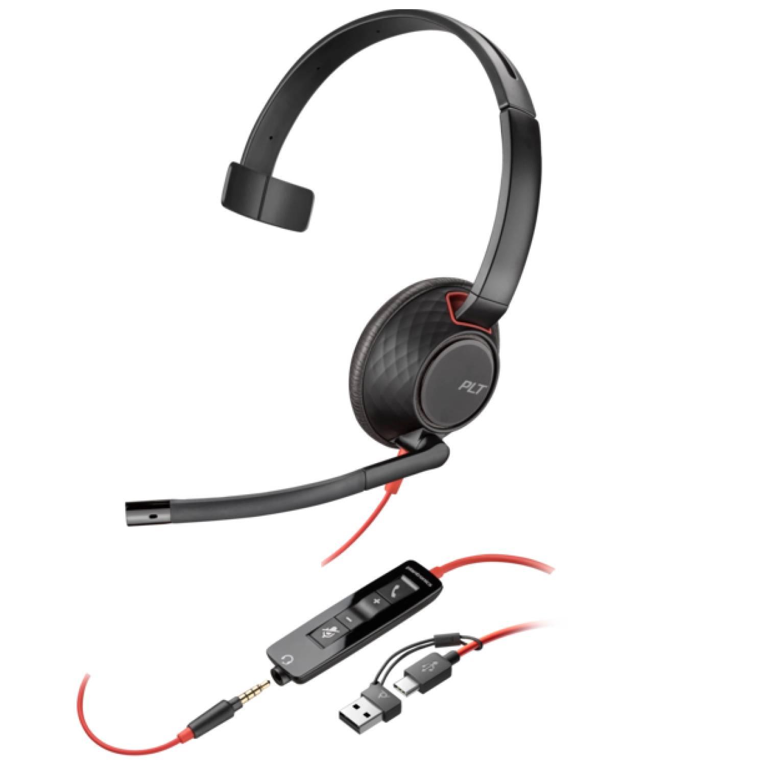 Poly Blackwire 5210 моно слушалка USB-C с 3.5 mm жак и USB-C/A адаптер (Bulk опаковка) | JAR Computers Poly Blackwire 5210 моно слушалка USB-C с 3.5 mm жак и USB-C/A адаптер (Bulk опаковка)