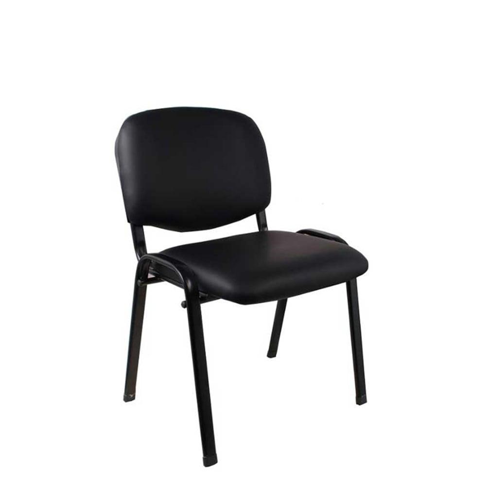 Посетителски стол Iso Iron Black, екокожа, метална основа, до 120 kg, черен, 5 броя в комплект