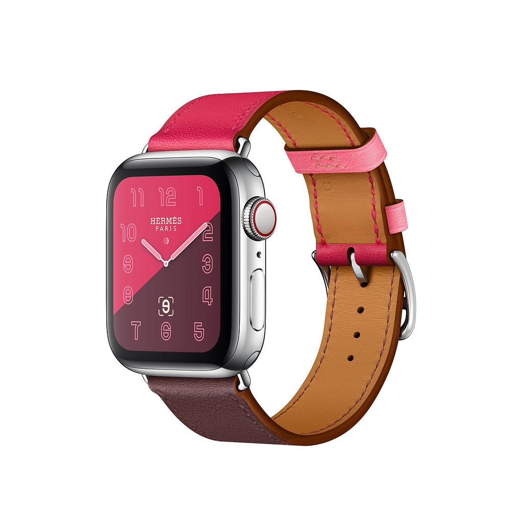 Умен часовник от Apple - Apple Watch Hermès Series 4, 40mm Stainless Steel Case with Bordeaux/Rose Swift Leather Single Tour, GPS + Cellular | JAR Computers Умен часовник от Apple - Apple Watch Hermès Series 4, 40mm Stainless Steel Case with Bordeaux/Rose Swift Leather Single Tour, GPS + Cellular