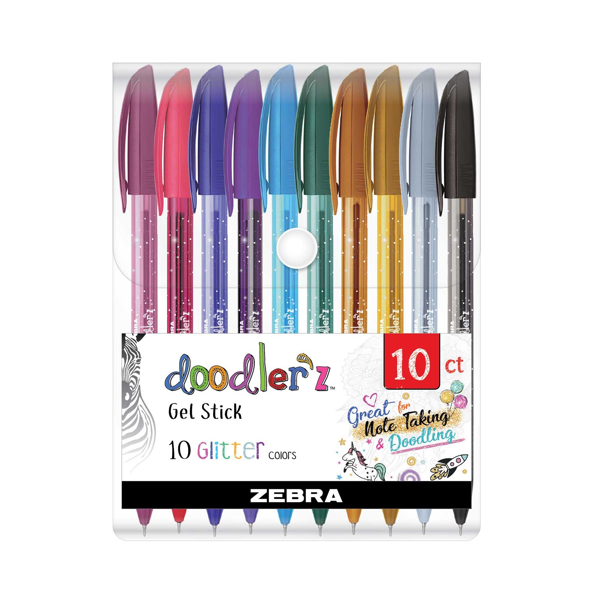 Zebra Гел ролер Doodler`z Gel Stick, 1.0 mm, брокатен, 10 цвята