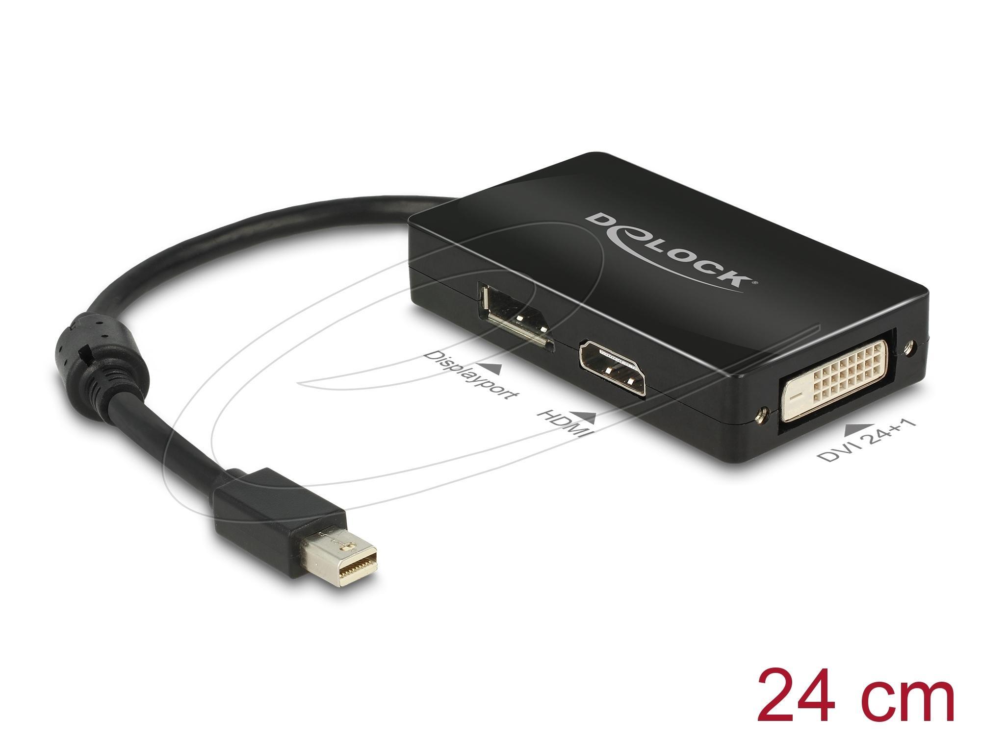 Адаптер Delock mini DisplayPort 1.1 мъжко към DisplayPort / HDMI / DVI женско black | JAR Computers Адаптер Delock mini DisplayPort 1.1 мъжко към DisplayPort / HDMI / DVI женско black