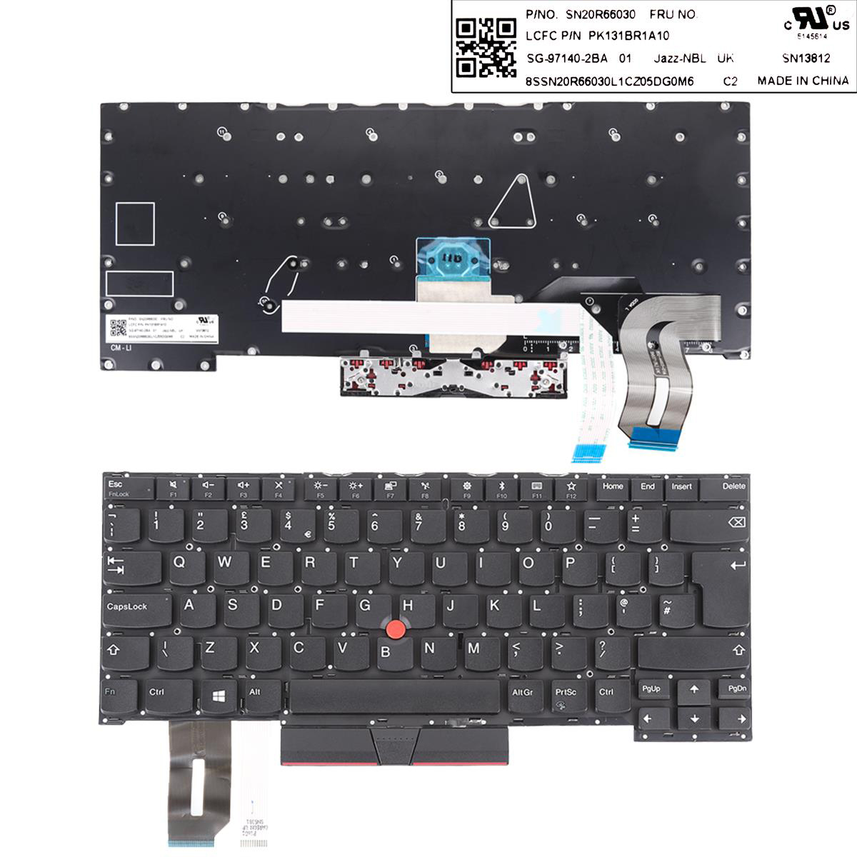 Клавиатура за лаптоп Lenovo ThinkPad T490S T495S Черна Без Рамка (Голям Ентър) UK | JAR Computers Клавиатура за лаптоп Lenovo ThinkPad T490S T495S Черна Без Рамка (Голям Ентър) UK