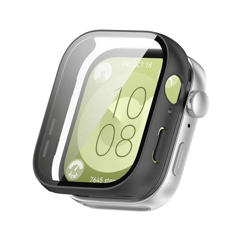PC протектор + Tempered glass за Huawei Watch Fit 3/4/4 Pro /черен мат/ | JAR Computers PC протектор + Tempered glass за Huawei Watch Fit 3/4/4 Pro /черен мат/